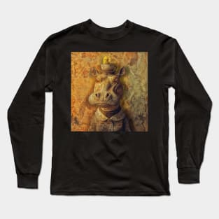 Vintage Hippopotamus: A Touch of Elegance Long Sleeve T-Shirt